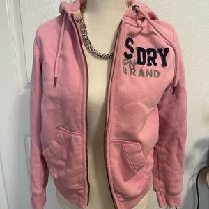 Superdry vintage baby pink duo zip hoodie